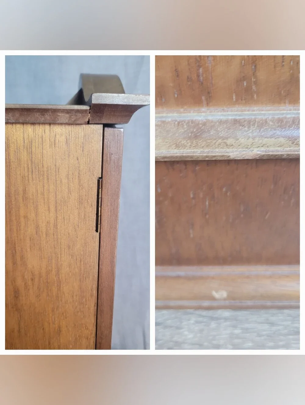 Vintage Wooden Tabletop Jewelry Armoire Cabinet Large Jewelry Box